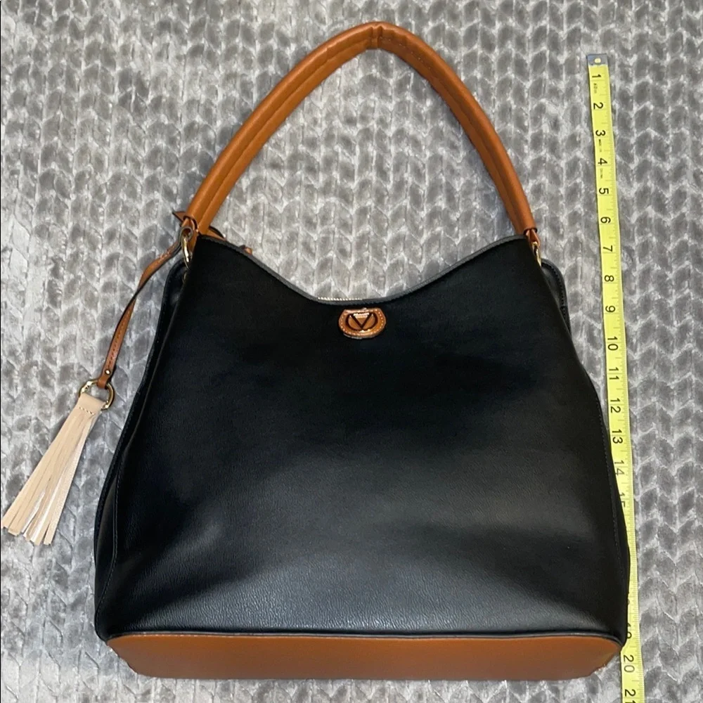 Anthropologie Dolce Vita‎ Vegan/Faux Leather Elegant Black and Tan Handbag.